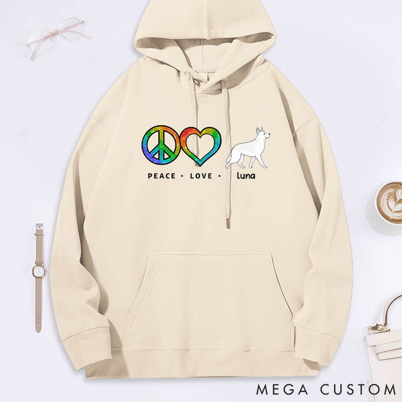 Personalized Dog Lover Peace Love Dog Pattern Classic Hoodies
