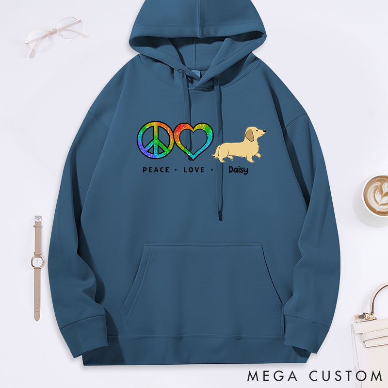 Personalized Dog Lover Peace Love Dog Pattern Classic Hoodies