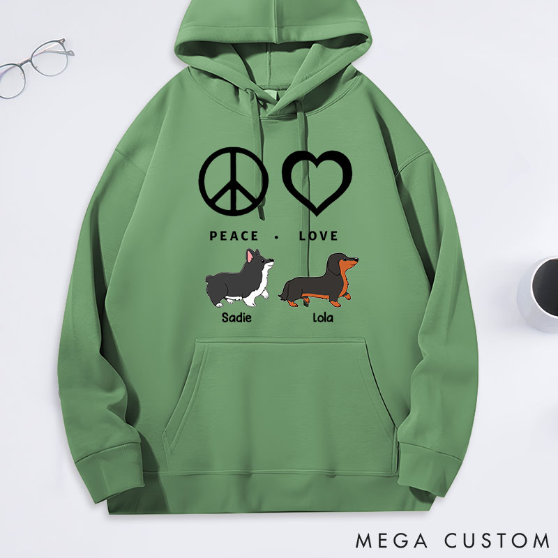 Personalized Dog Lover Peace Love Dog Pattern Classic Hoodies