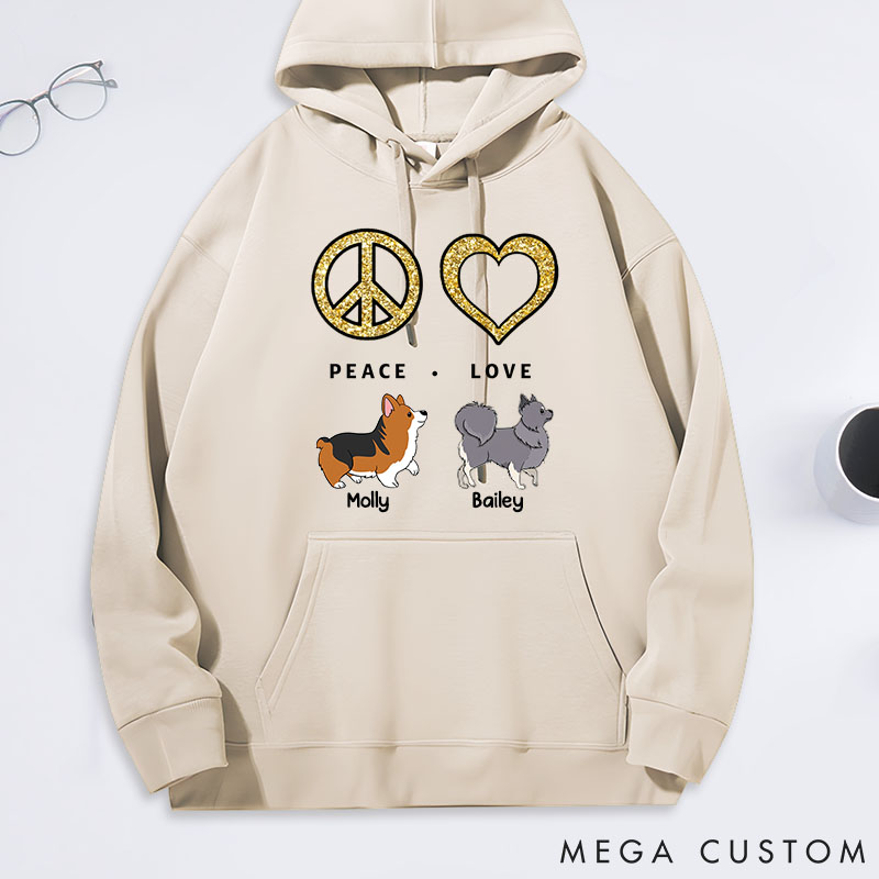Personalized Dog Lover Peace Love Dog Pattern Classic Hoodies