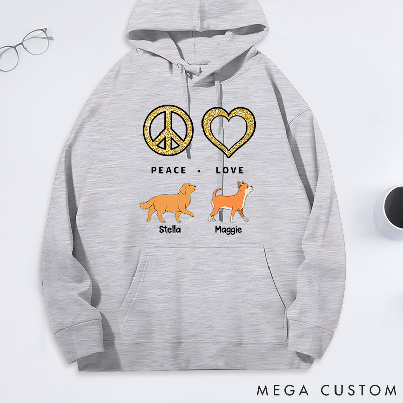 Personalized Dog Lover Peace Love Dog Pattern Classic Hoodies