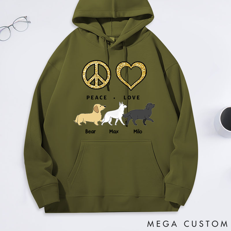 Personalized Dog Lover Peace Love Dog Pattern Classic Hoodies
