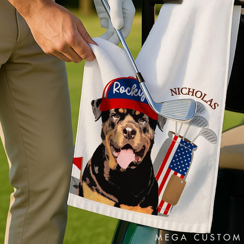 Personalized Dog Lover Pet Golf Towel with Pet Photo Golf Lover Gifts for Dad