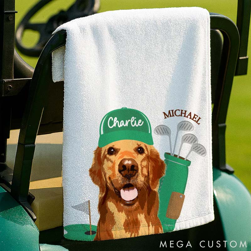 Personalized Dog Lover Pet Golf Towel with Pet Photo Golf Lover Gifts for Dad