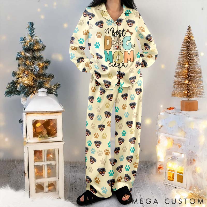 Personalized Dog Lover Photo Best Dog Mom Ever Pajama Set