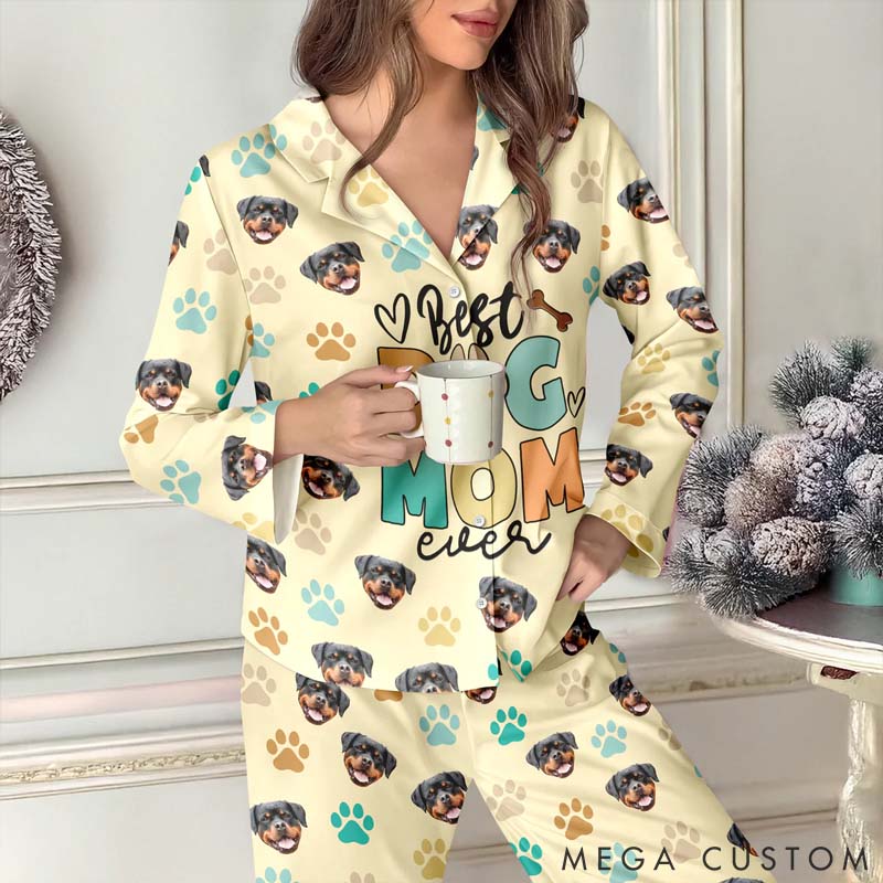 Personalized Dog Lover Photo Best Dog Mom Ever Pajama Set