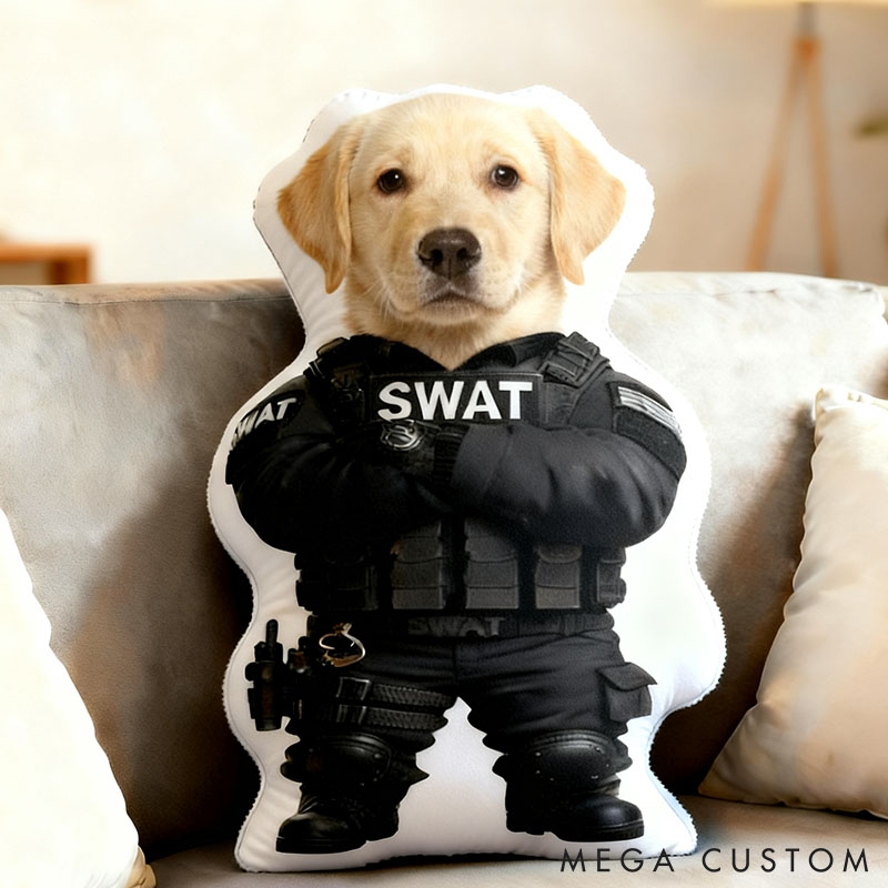 Personalized Dog Lover Photo Firefighters Police Soldier Pillow