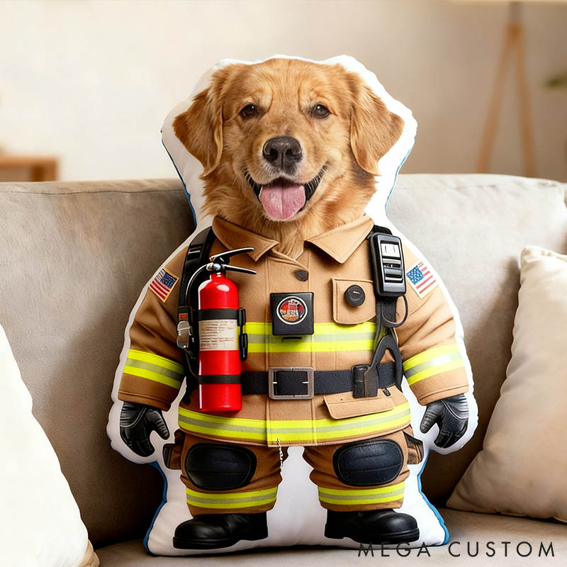 Personalized Dog Lover Photo Firefighters Police Soldier Pillow