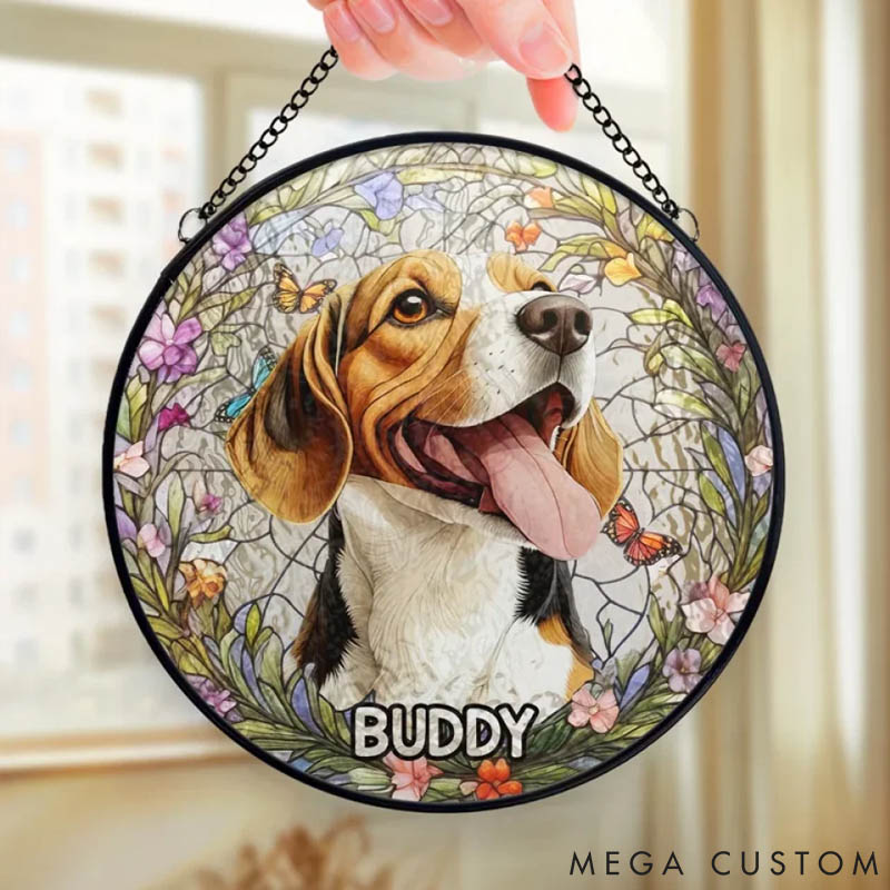 Personalized Dog Lover Photo Forever in My Heart Dear Friend Sun Catcher