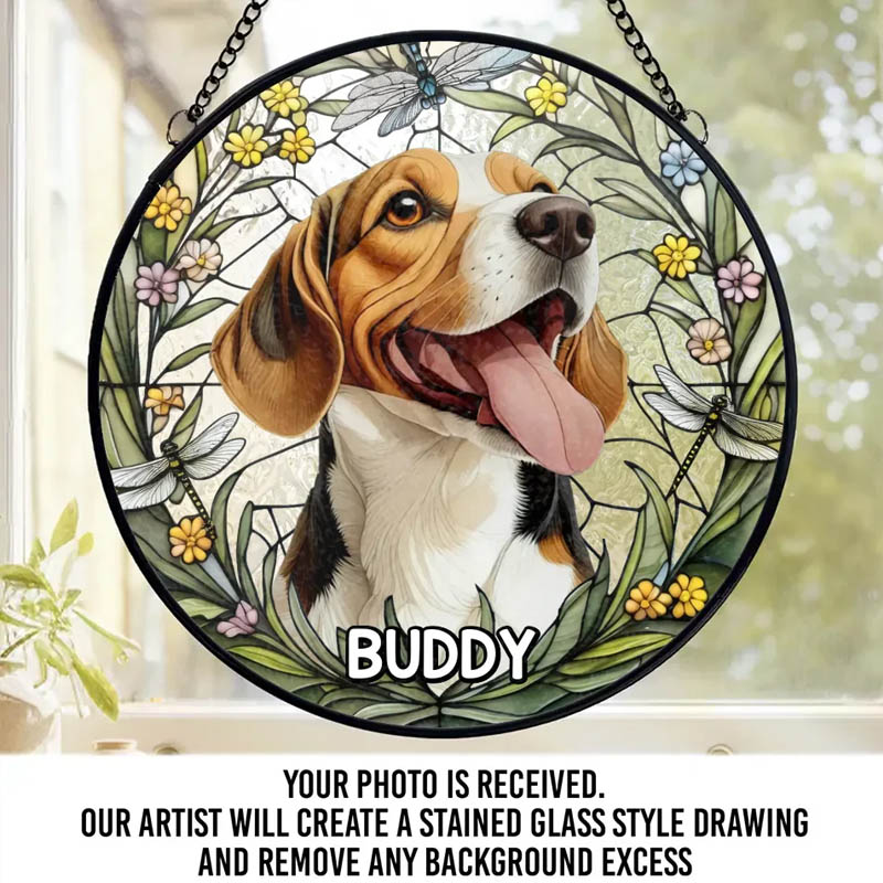 Personalized Dog Lover Photo Forever in My Heart Dear Friend Sun Catcher