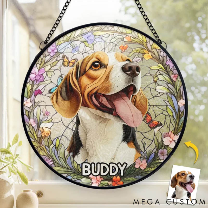 Personalized Dog Lover Photo Forever in My Heart Dear Friend Sun Catcher