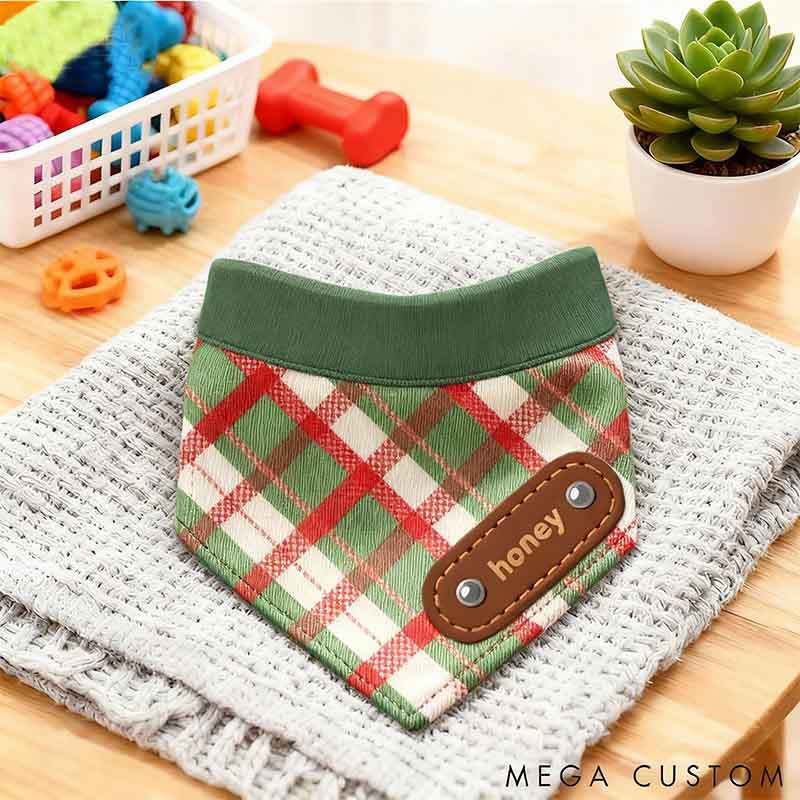 Personalized Dog Lover Plaid Paws Bandana