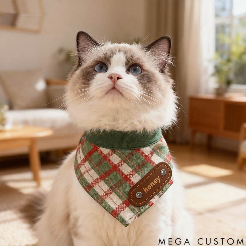 Personalized Dog Lover Plaid Paws Bandana