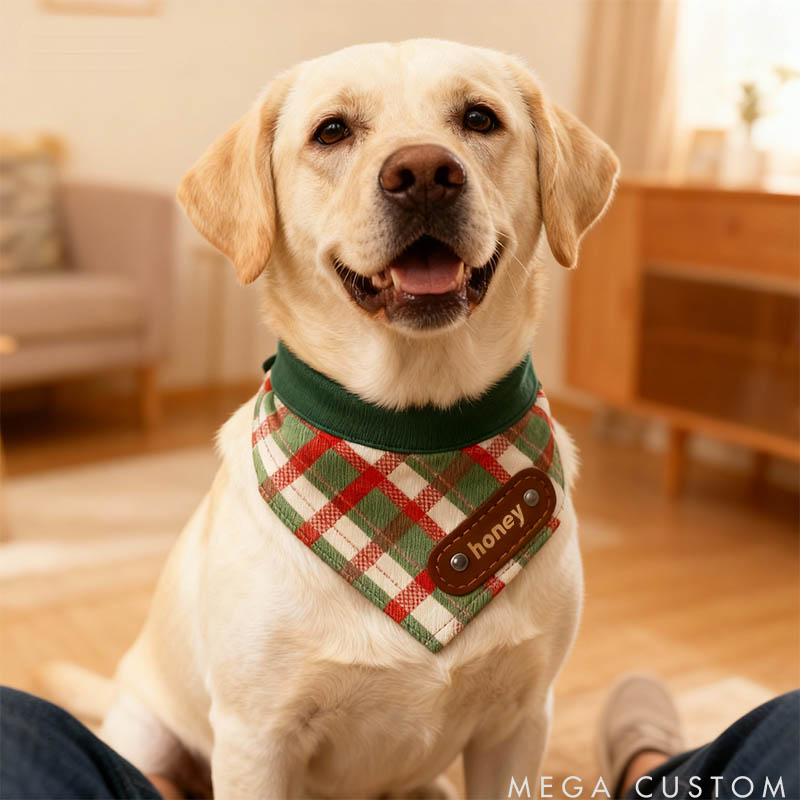 Personalized Dog Lover Plaid Paws Bandana