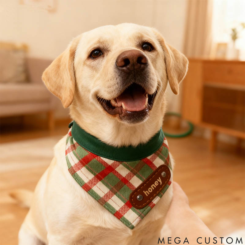 Personalized Dog Lover Plaid Paws Bandana