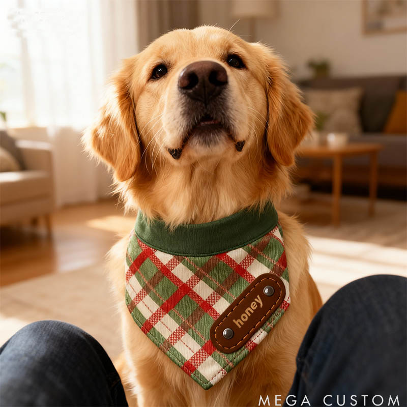 Personalized Dog Lover Plaid Paws Bandana