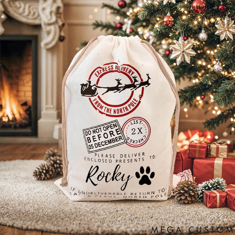 Personalized Dog Lover Please Deliver Enclosed Presents to Christmas Sack