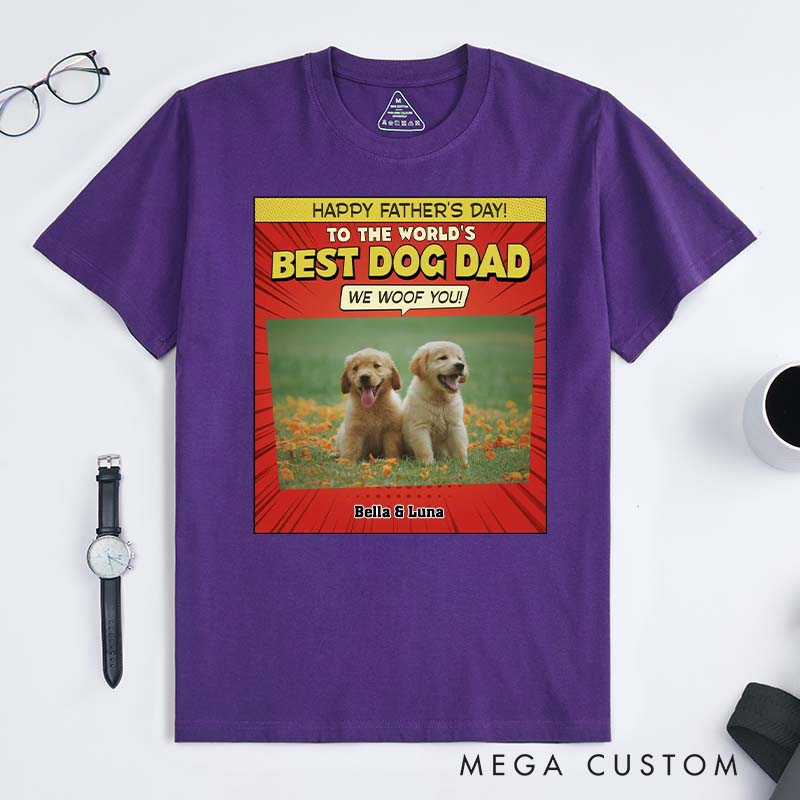 Personalized Dog Lover Popart Dog Cartoon Woof You Photo T-Shirt
