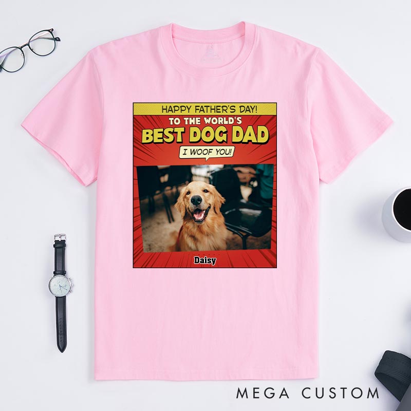 Personalized Dog Lover Popart Dog Cartoon Woof You Photo T-Shirt