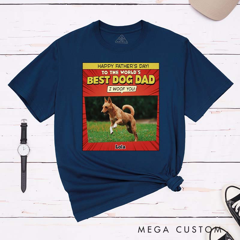 Personalized Dog Lover Popart Dog Cartoon Woof You Photo T-Shirt