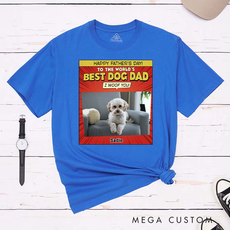 Personalized Dog Lover Popart Dog Cartoon Woof You Photo T-Shirt