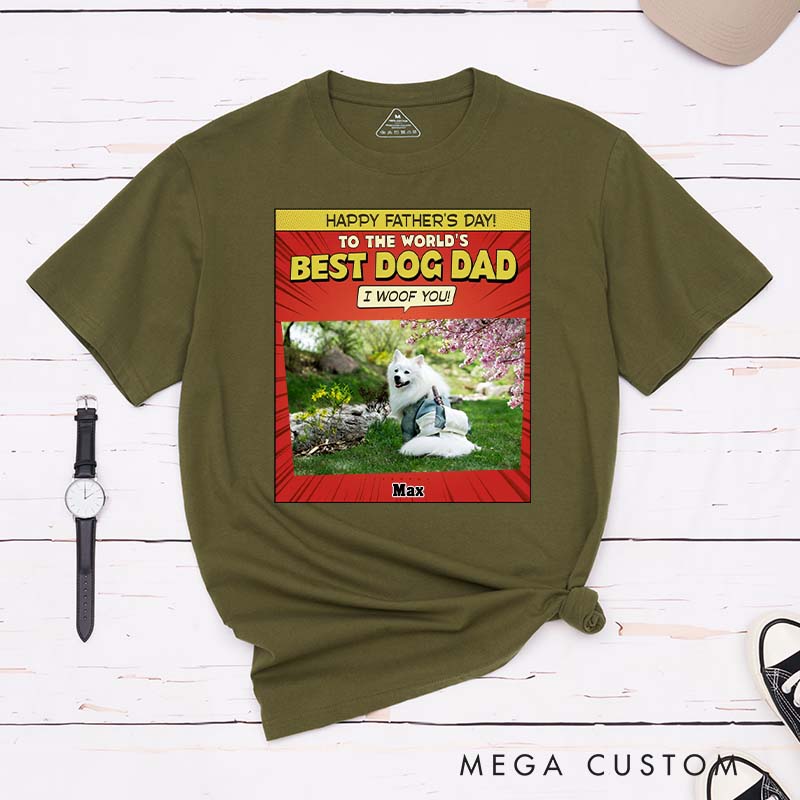 Personalized Dog Lover Popart Dog Cartoon Woof You Photo T-Shirt