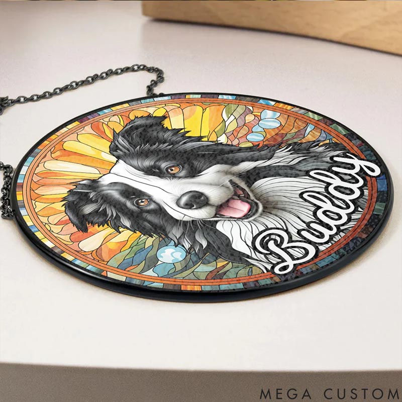 Personalized Dog Lover Portrait From Dog Photo Sun Catcher