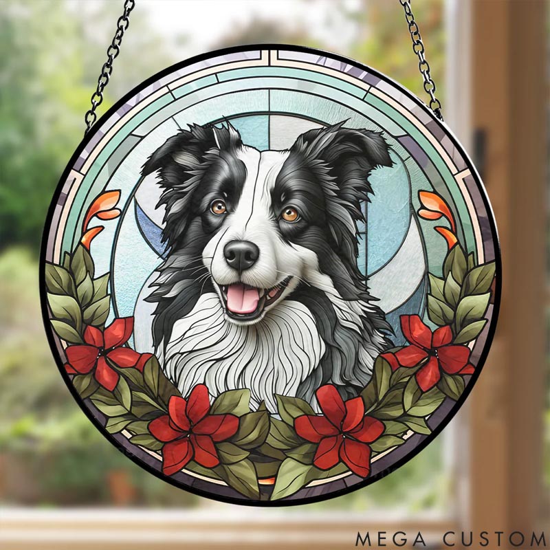 Personalized Dog Lover Portrait Lovely Dog Memorial Sun Catcher