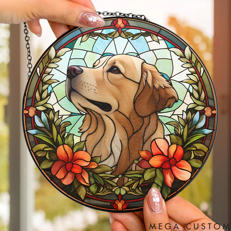 Personalized Dog Lover Portrait Lovely Dog Sun Catcher