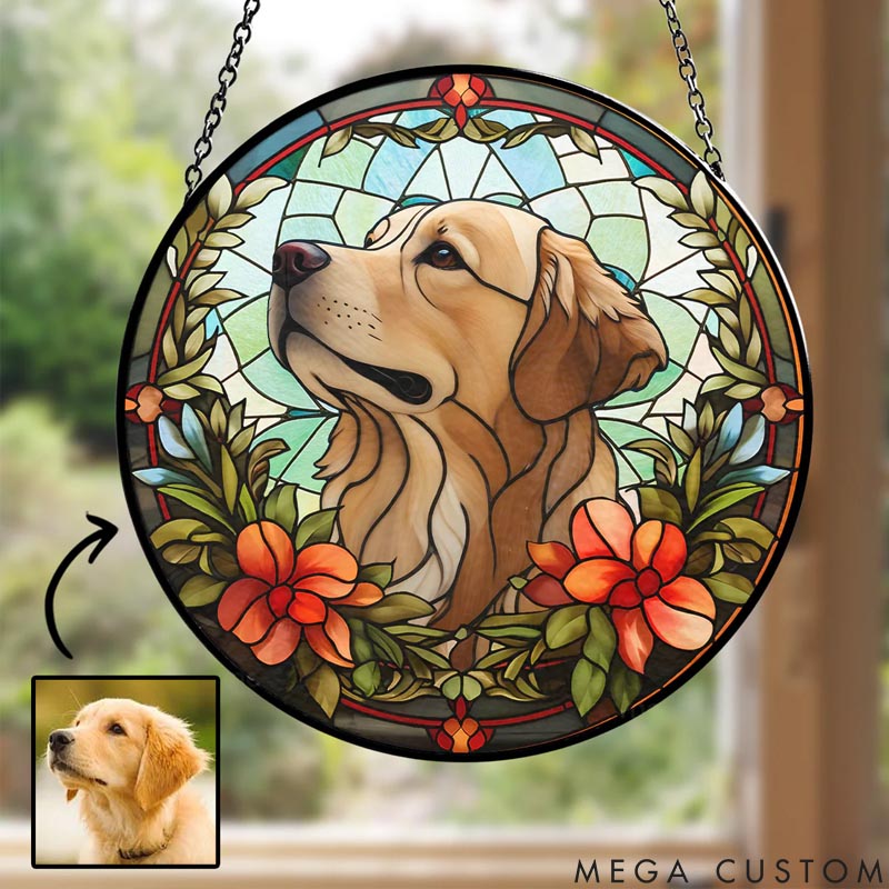Personalized Dog Lover Portrait Lovely Dog Sun Catcher