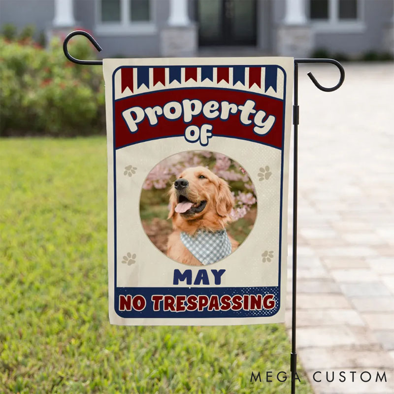Personalized Dog Lover Property of Dogs Photo Garden Flag