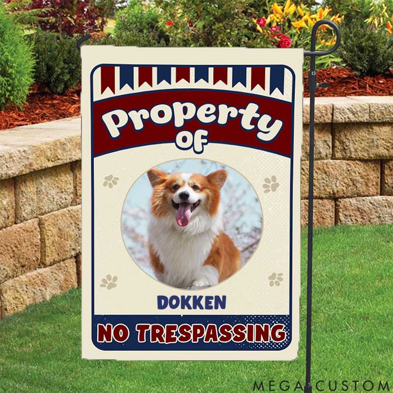 Personalized Dog Lover Property of Dogs Photo Garden Flag