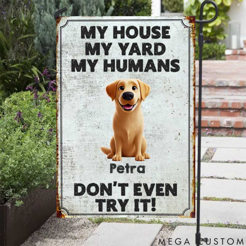 Personalized Dog Lover Protected by Paws and Jaws Garden Flag