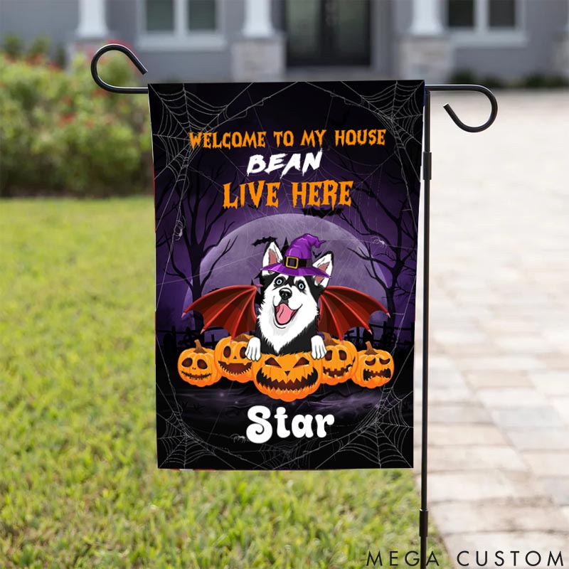 Personalized Dog Lover Pumpkin Dog Garden Flag