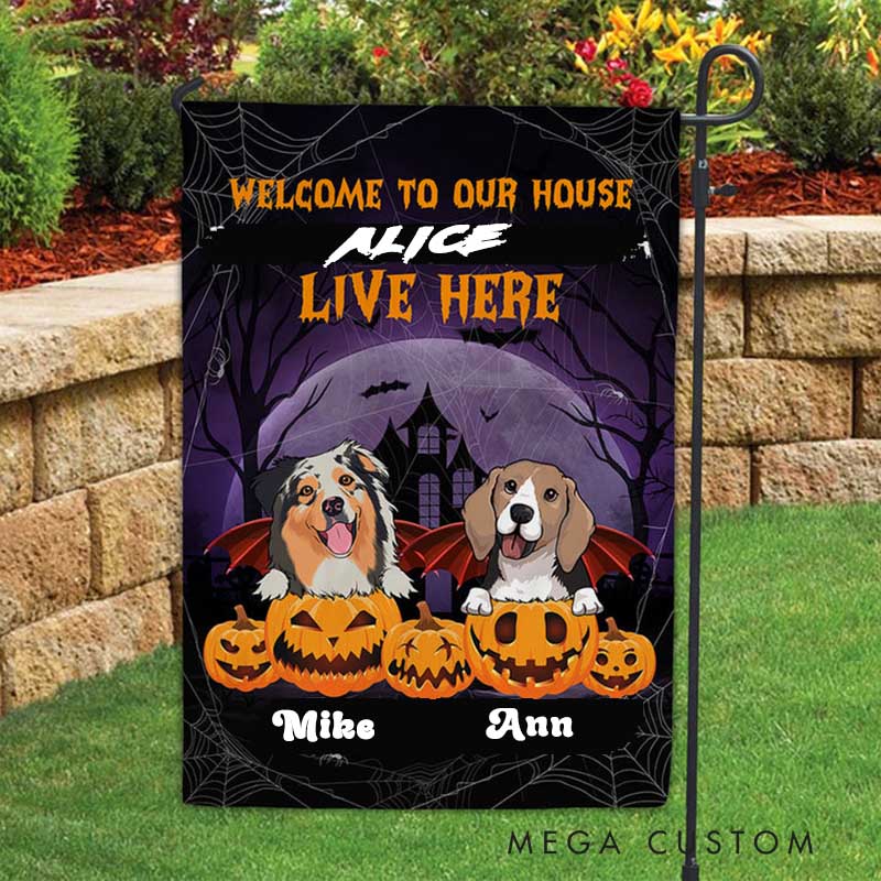 Personalized Dog Lover Pumpkin Dog Garden Flag