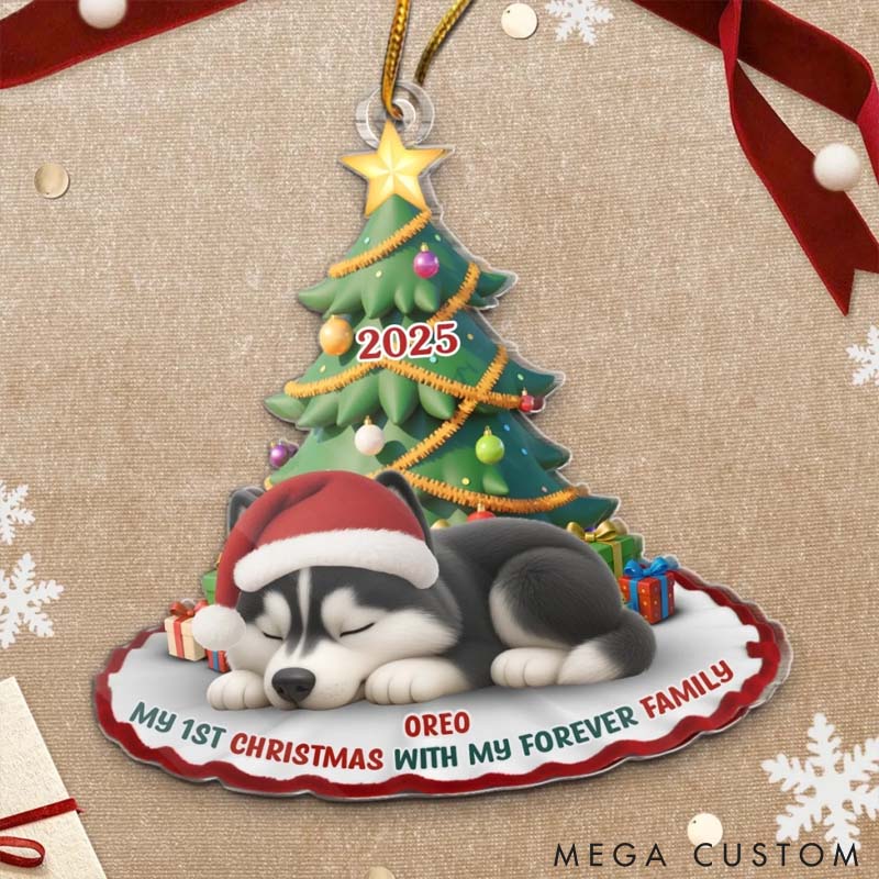 Personalized Dog Lover Purrfectly Festive First Christmas Acrylic Christmas Ornament