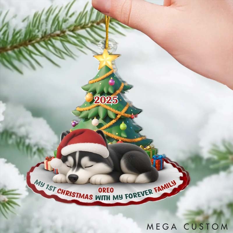 Personalized Dog Lover Purrfectly Festive First Christmas Acrylic Christmas Ornament