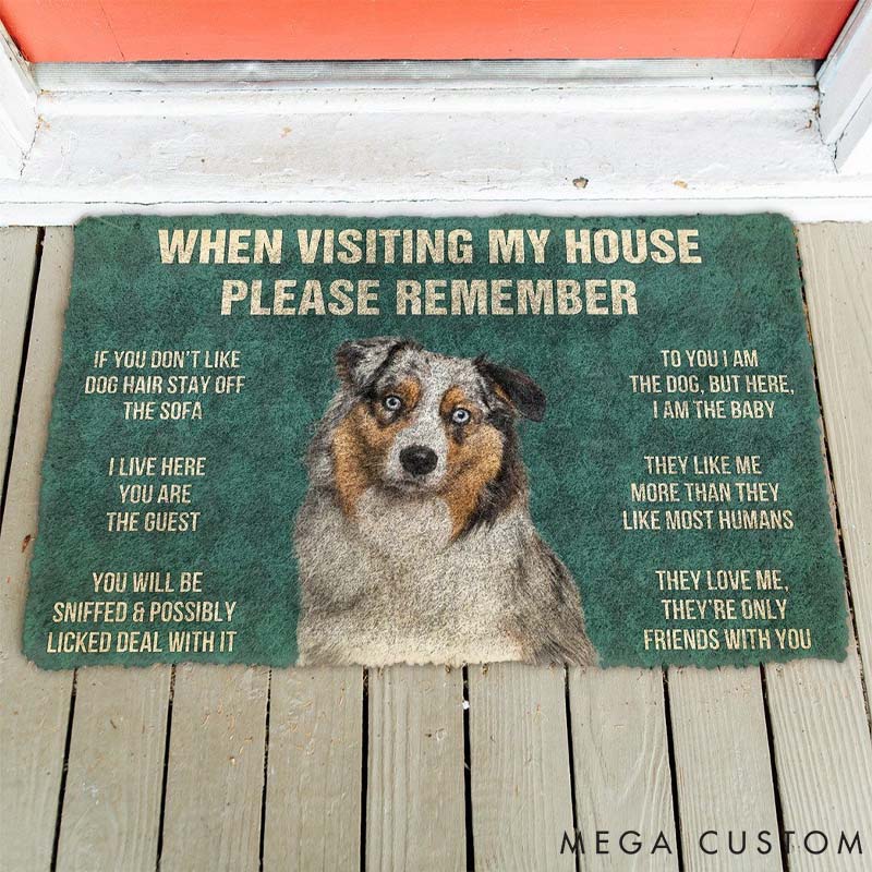 Personalized Dog Lover Remember Dog House Rules Doormat