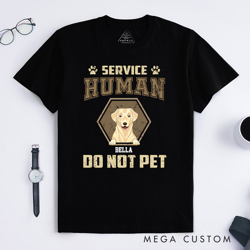 Personalized Dog Lover Retro Hexagon Service Human Do Not Pet T-Shirt