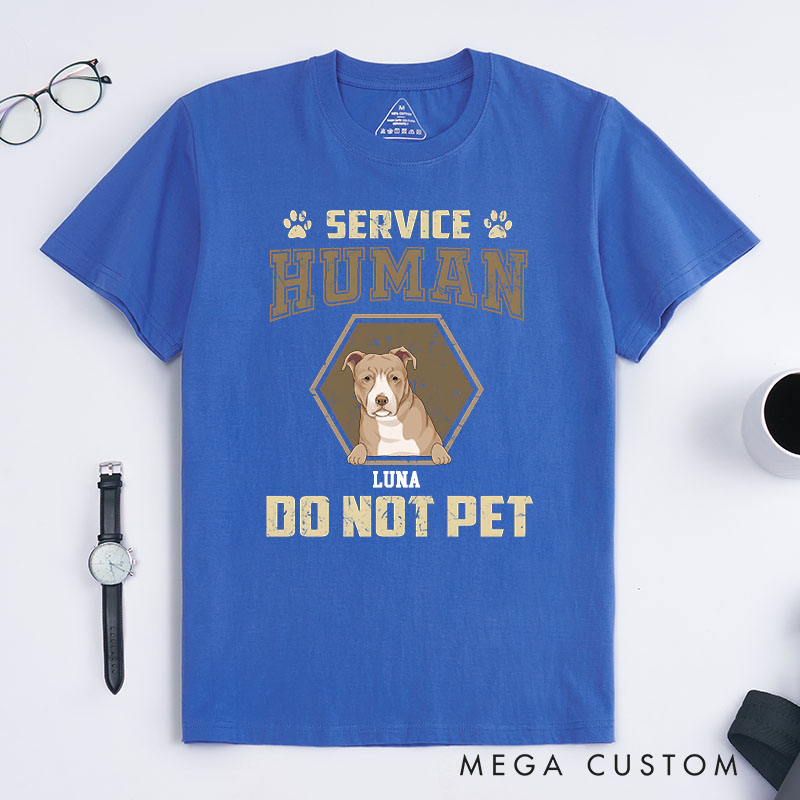 Personalized Dog Lover Retro Hexagon Service Human Do Not Pet T-Shirt