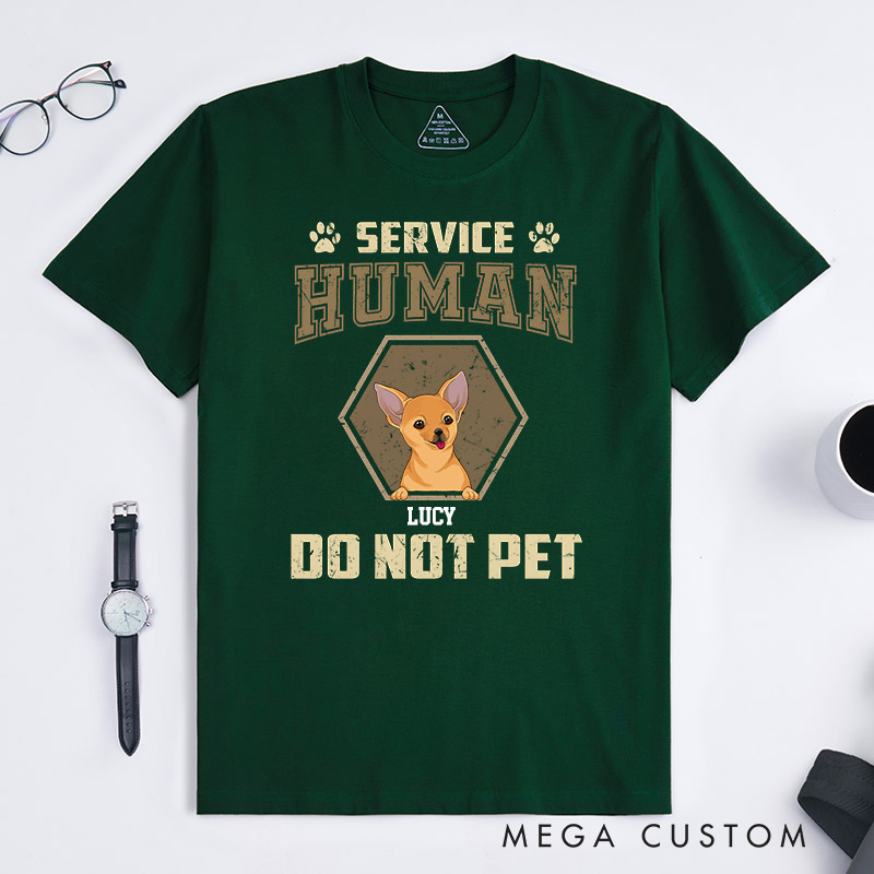 Personalized Dog Lover Retro Hexagon Service Human Do Not Pet T-Shirt
