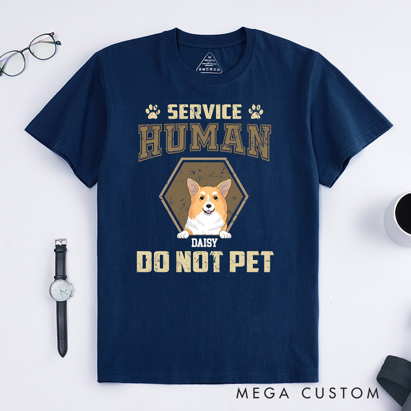 Personalized Dog Lover Retro Hexagon Service Human Do Not Pet T-Shirt