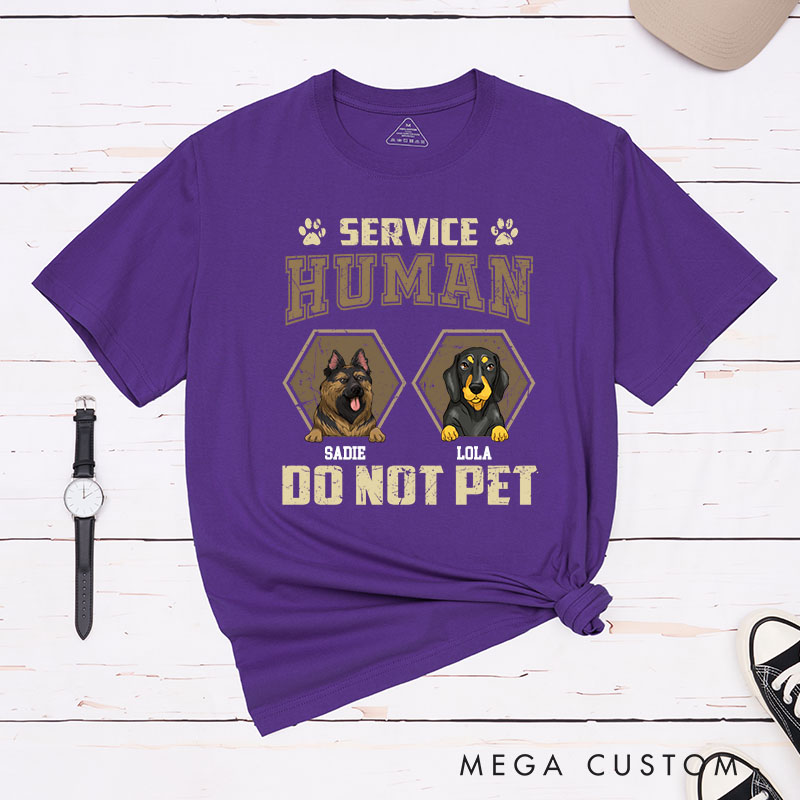Personalized Dog Lover Retro Hexagon Service Human Do Not Pet T-Shirt