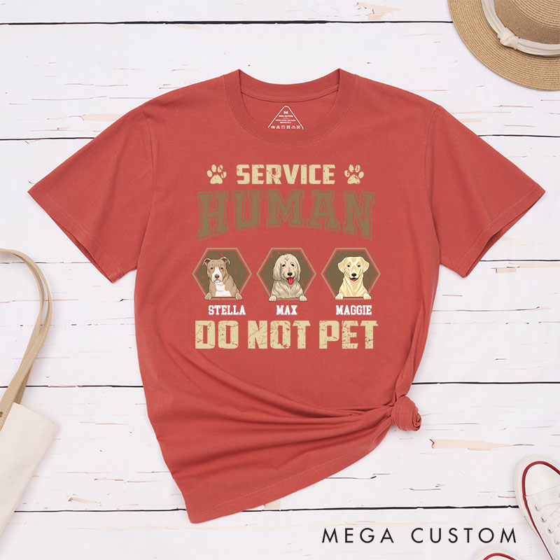 Personalized Dog Lover Retro Hexagon Service Human Do Not Pet T-Shirt
