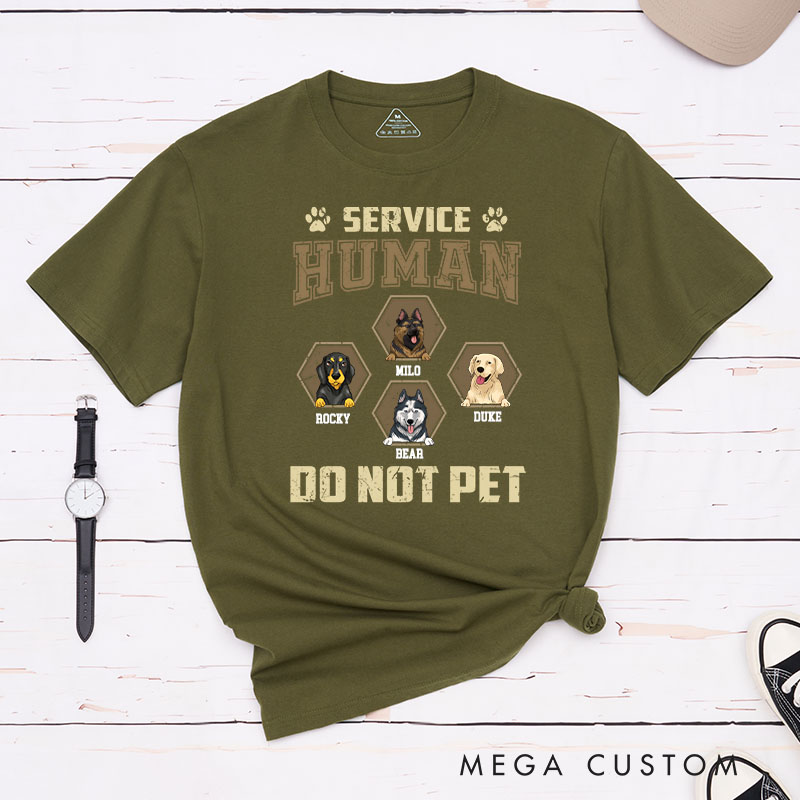 Personalized Dog Lover Retro Hexagon Service Human Do Not Pet T-Shirt