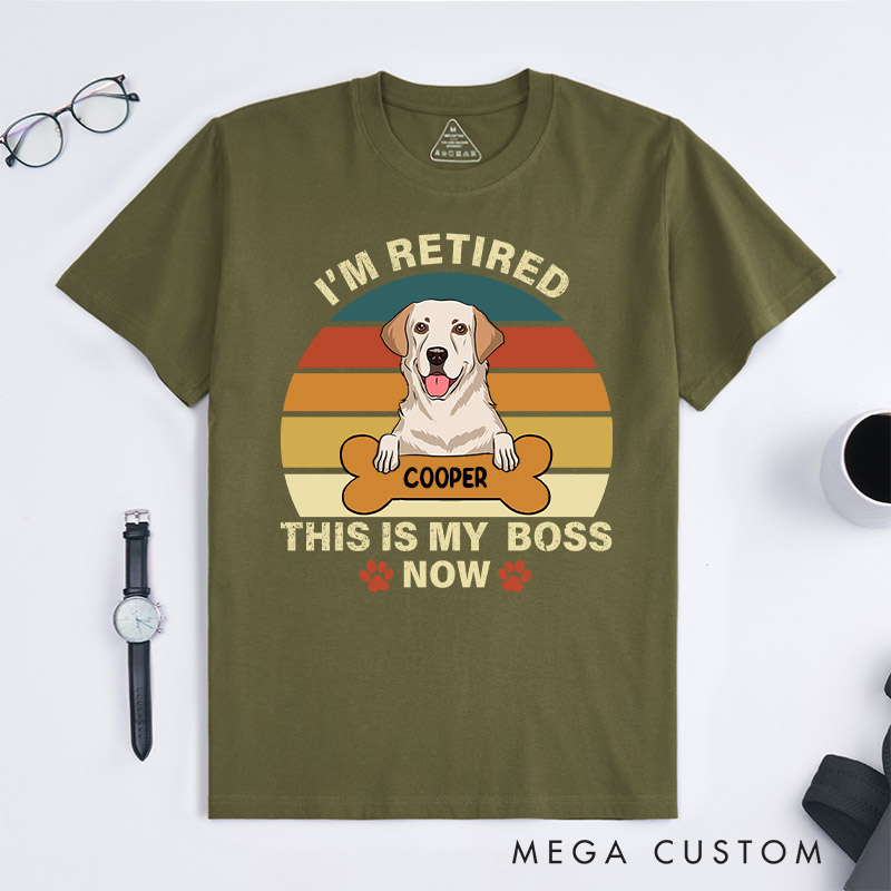 Personalized Dog Lover Retro I'm Retired This is My Boss T-Shirt