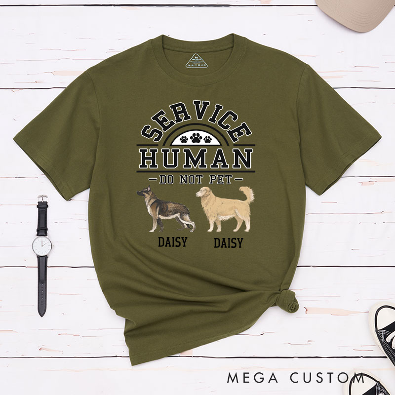 Personalized Dog Lover Retro Multiple Dogs Service Human T-Shirt