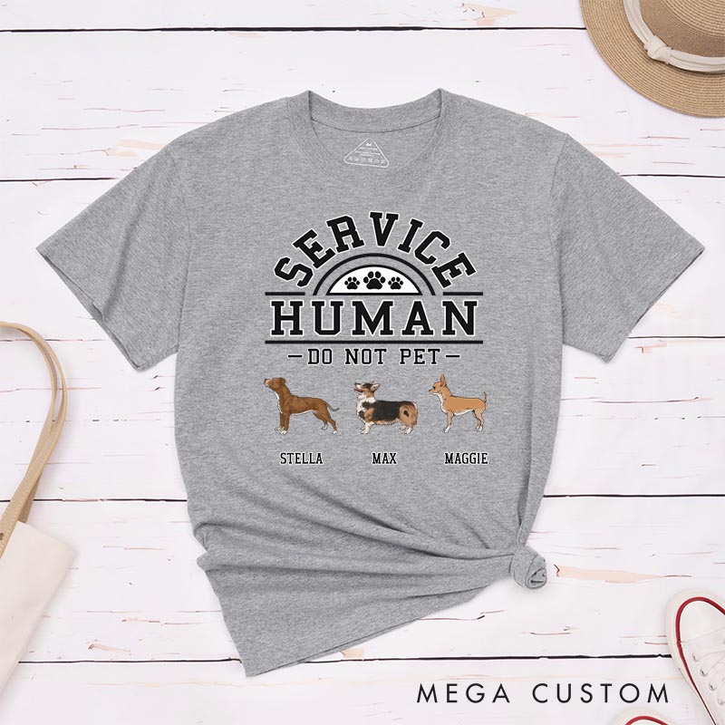Personalized Dog Lover Retro Multiple Dogs Service Human T-Shirt