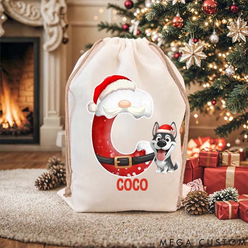 Personalized Dog Lover Santa Claus Candy Christmas Party Gift Christmas Sack