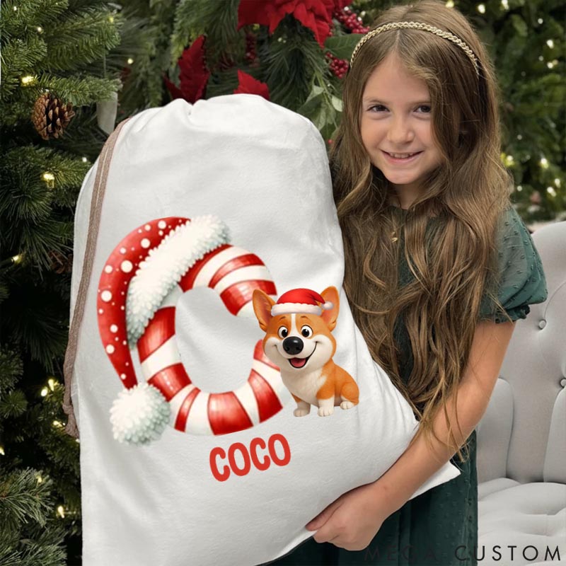 Personalized Dog Lover Santa Claus Candy Christmas Party Gift Christmas Sack